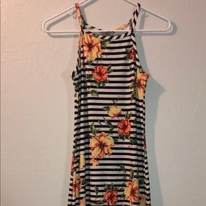 Floral Striped Bodycon Dress